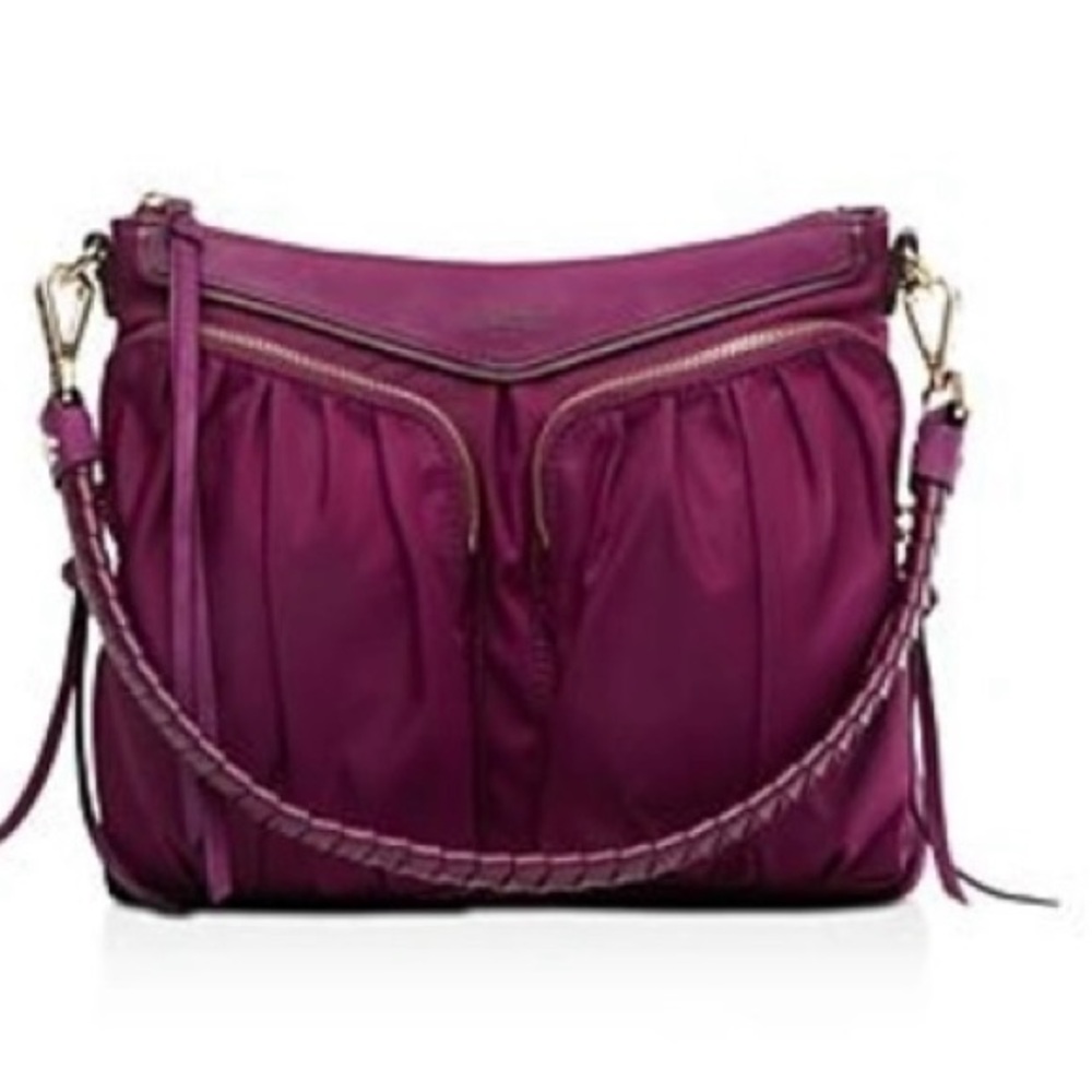 MZ Wallace Thomas Small Nylon Hobo in Elderberry/Gold